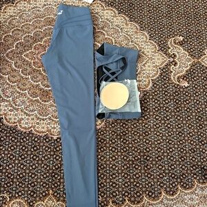 High-Waist Crossback Leggings - Blue